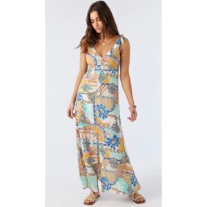 O'Neill Women's XS Maxi Dress Multicolor Sleeveless‎ Casual V-Neck